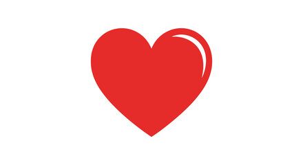 A vibrant solid red heart shape is prominently displayed against a clean white background symbolizing love and affection