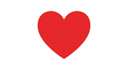 A simple illustration depicts a vibrant solid red heart shape against a plain white background symbolizing love