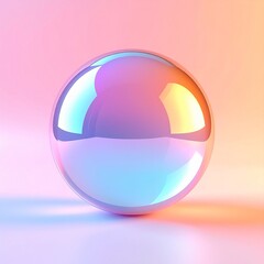Captivating holographic sphere showcasing vibrant gradient reflections on a smooth, glossy surface, radiating a modern and aesthetic appeal with its spectrum of soft pastels