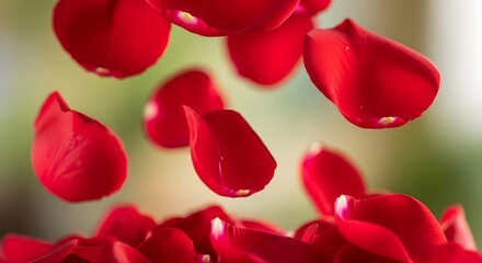 Vibrant Red Rose Petals Falling Gracefully.