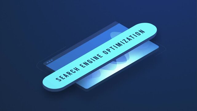 SEO optimization animation search bar interface with glowing layers, stacking effect. SEO optimization animation ranking growth and search engine visibility for website traffic motion graphic video