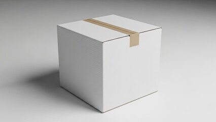 Naklejka premium Isolated 3d illustration of an empty white cardboard box container and blank square paper package design on a contrasting black or white background