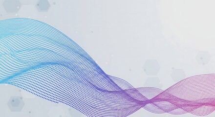Abstract dotted wave curve with smooth gradients, futuristic data flow, minimal tech background