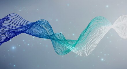 Abstract dotted wave curve with smooth gradients, futuristic data flow, minimal tech background