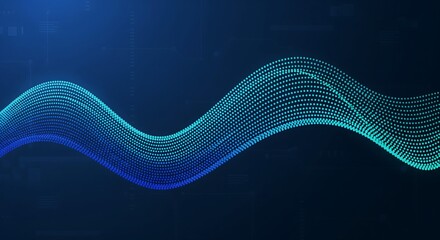 Abstract dotted wave curve with smooth gradients, futuristic data flow, minimal tech background