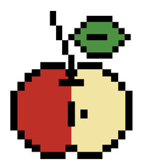 Obraz premium Pixel art illustration of inside an apple for decoration, food icon, grocery shopping, cartoon, supermarket, print, nature, garden, healthy ingredients, cook book, smoothie, organic fruit, summer vibe