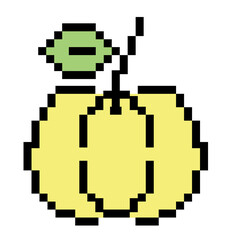 Obraz premium Pixel art illustration of yellow pumpkin for decoration, food icon, grocery shopping, cartoon, supermarket, print, nature, garden, healthy ingredient, cook book, organic fruit, summer vibe, Halloween