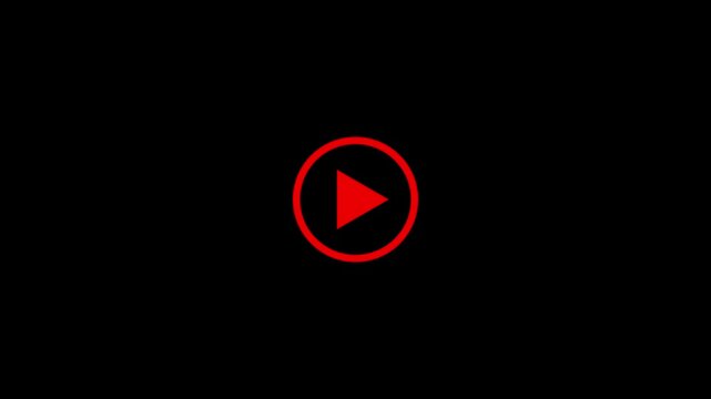 Play button icon animation on circle. video player icon triangle shape button icon animation.4k video