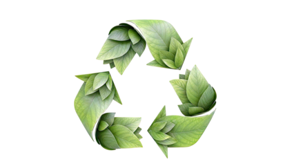 Recycling symbol made of green leaves