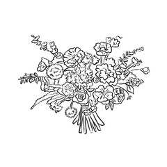 Minimalist Wedding Bouquet Botanical Line Art