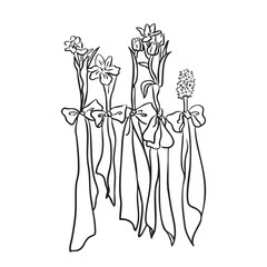 Hand drawn flowers and long boww vetcor