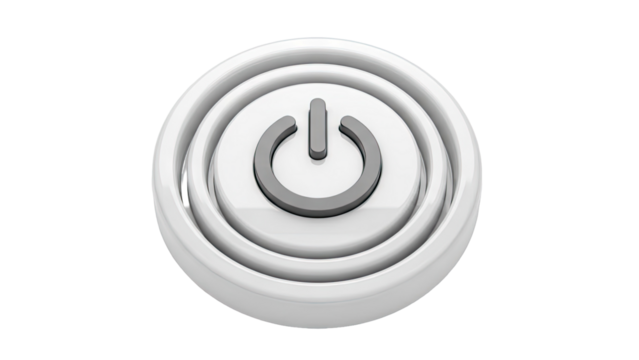3D Render of a White Power Button Symbol - Powered by Adobe