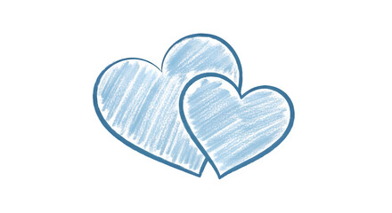 Hand drawn blue hearts isolated on transparent background