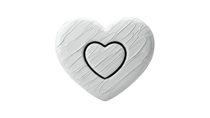 Fototapeta premium White Textured Heart with Black Outline