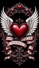 Naklejka premium heart with wings