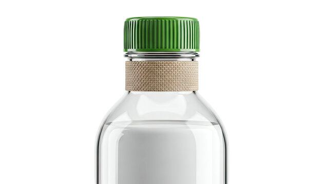 Glass bottle with green cap and textured band
