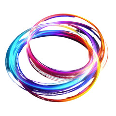 Colorful swirls abstract background neon lights isolated on transparent background