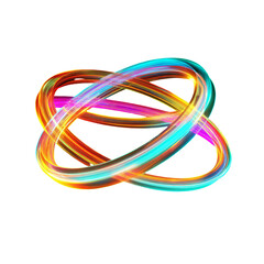 Colorful neon light abstract swirls background isolated on transparent background