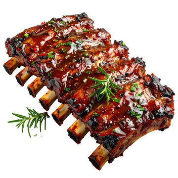 Steaming hot costillar asado fresh from the parilla a quintessential argentine meal isolated on white background