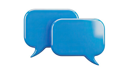 Naklejka premium Two Blue 3D Speech Bubbles on White Background