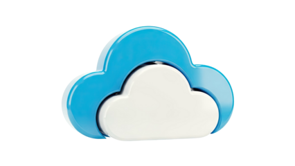 3D Blue and White Cloud Icon