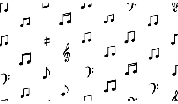 Minimal musical note seamless repeat vector pattern