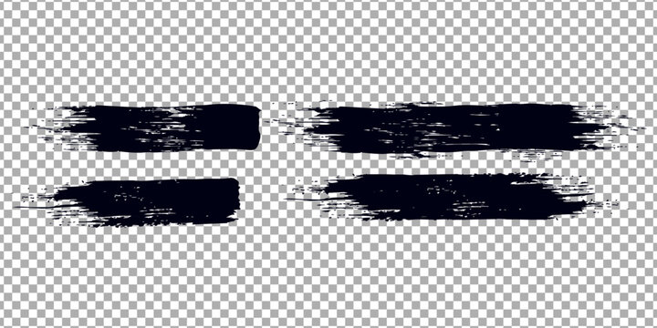 Straight line vector brush strokes. Black hand drawn stripes, smears. Paint roller line brushstrokes set. Rough grunge modern