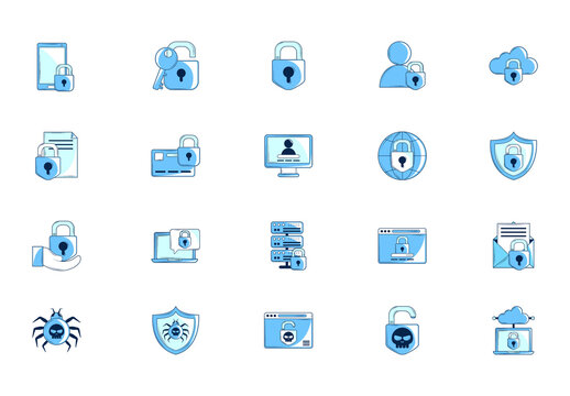 Cybersecurity Privacy Data Protection Illustrations Set