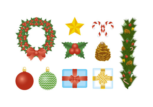 Christimas Holiday Celebration Illustrations Set