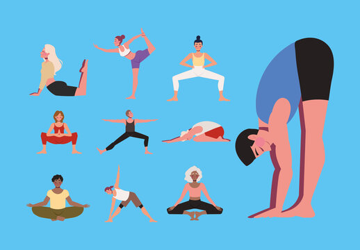 Yoga Fitness Pose Illustration Set