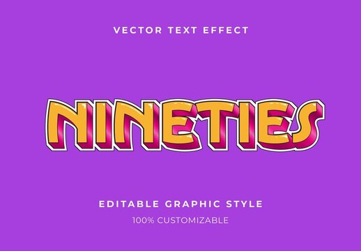 Yellow And Pink Abstract Retro Text Effect Nineties Cartoon Comic Font