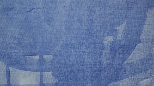 Abstract Blue and White Impressionist Paint Strokes on Textured Canvas