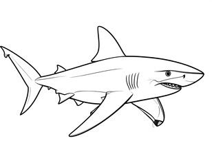 Obraz premium Detailed Shark Outline Illustration for Coloring and Design.