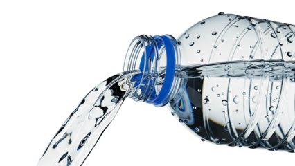 Water Pouring From Plastic Bottle With Bubbles