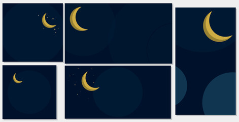Ramadan Sale Minimal Vector Banner Set with Crescent Moon