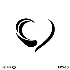 Fototapeta premium Stylized heart with crescent moon Vector