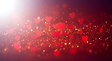 Romantic hearts in a radiant glow