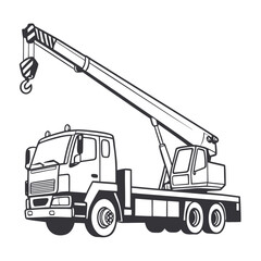 Fototapeta premium Minimalist crane truck, simple side view vector illustration.