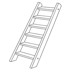 Simple ladder outline with evenly spaced steps, clean line art vector. © Jilo