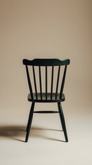 Generative AI Minimalist Black Wooden Chair on Neutral Background Modern Design.
