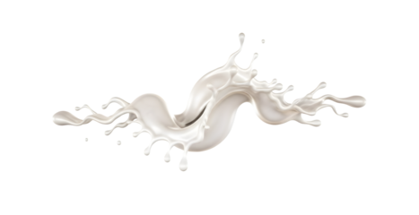 3D Representation of White Milk, Liquid Splash on a White Canvas

