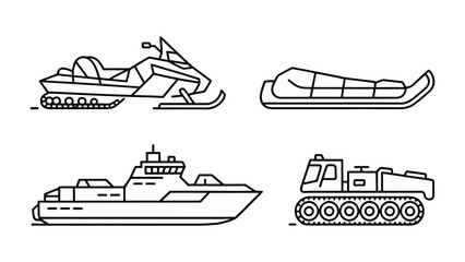 Transportation Icons: A collection of sleek, minimalist icons showcase various modes of transport, perfect for illustrating movement and journeys.