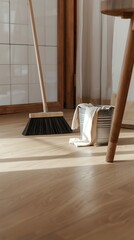 Generative AI Modern Indoor Scene with Cleaning Tools and Footwear