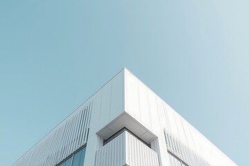 Generative AI Modern Minimalist Building with Sharp Edges and Clear Sky