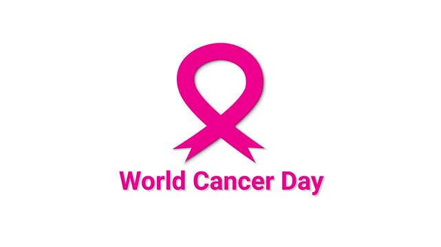 Animated cancer awareness ribbon on white background