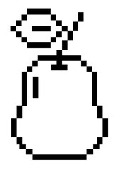 Fototapeta premium Pixel art outlines of pear for colouring book, decoration, food icon, grocery shopping, cartoon, supermarket, print, nature, garden, healthy ingredients, cook book, smoothie, organic fruit, summer