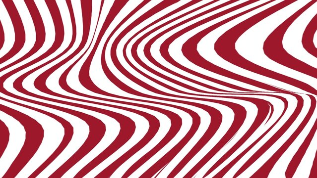 Bold abstract wave pattern with high-contrast red and white flowing stripes. The warped lines create dynamic movement and visual intensity, making this design ideal for statement wallpapers, fashion p
