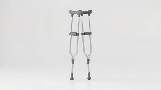 Realistic 3D Illustration of Medical Crutches Isolated on White Background