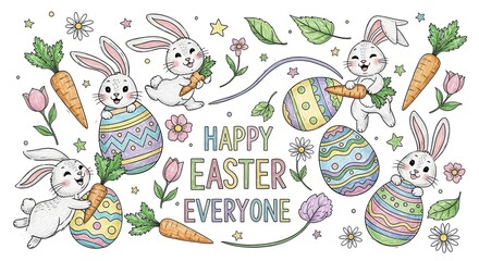 Celebrating easter with bunnies and eggs