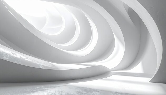 Abstract White Swirling Shapes in Modern Architecture.